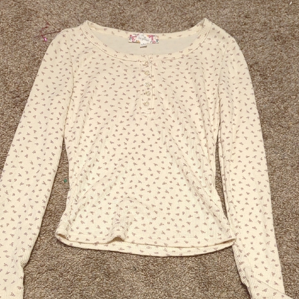 Pink Republic Cream Top with Floral Accents